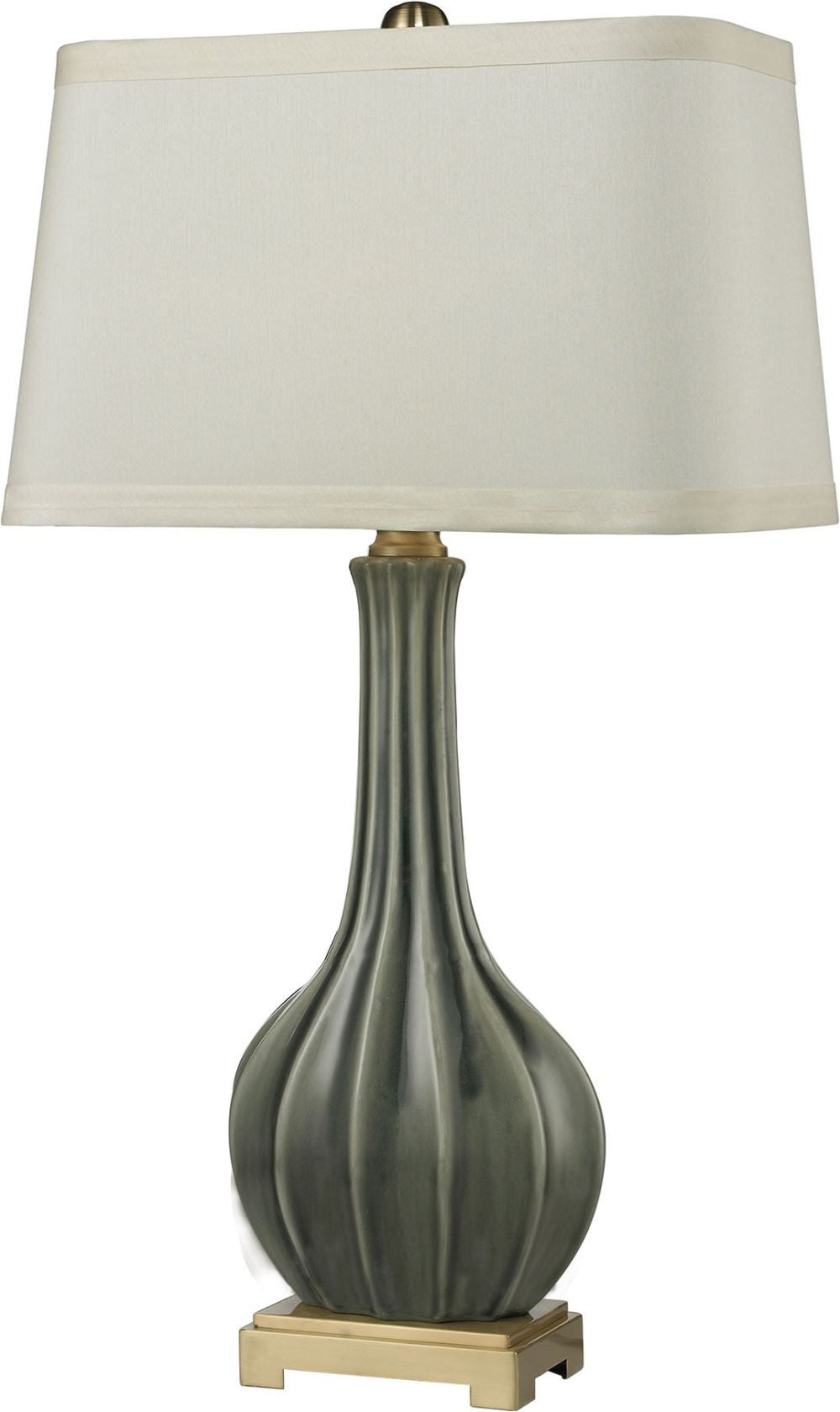 Fluted Ceramic Table Lamp In Grey Glaze