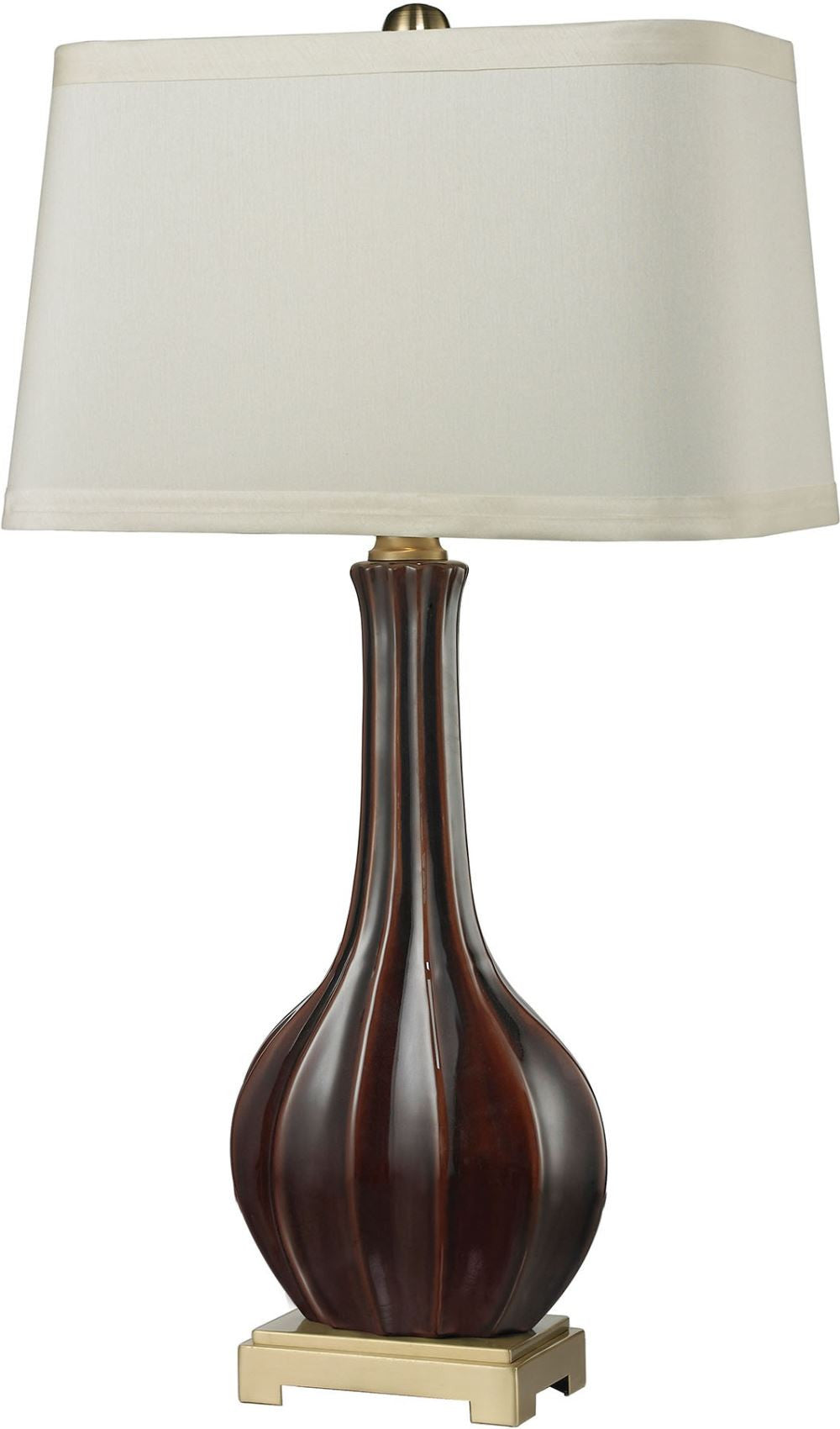 Fluted Ceramic Table Lamp In Red Glaze