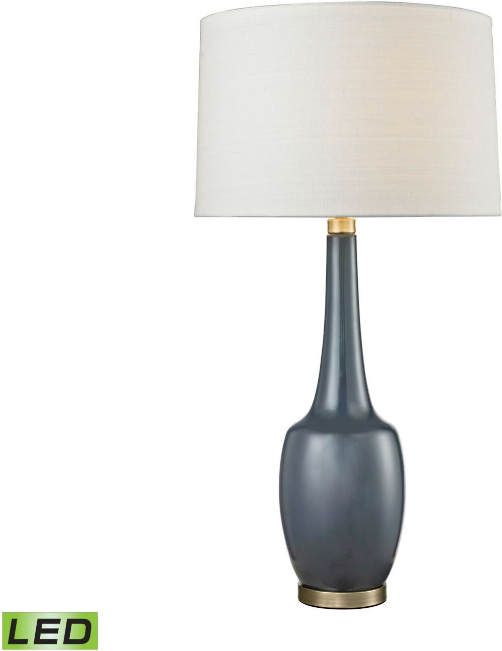 Modern Vase Ceramic Led Table Lamp In Navy Blue