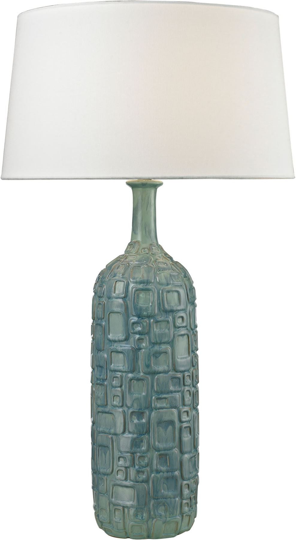 Cubist Ceramic Bottle Lamp In Blue