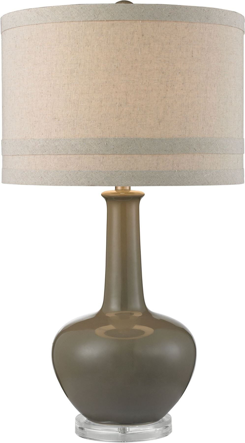 Ceramic Table Lamp In Grey Glaze and Acrylic
