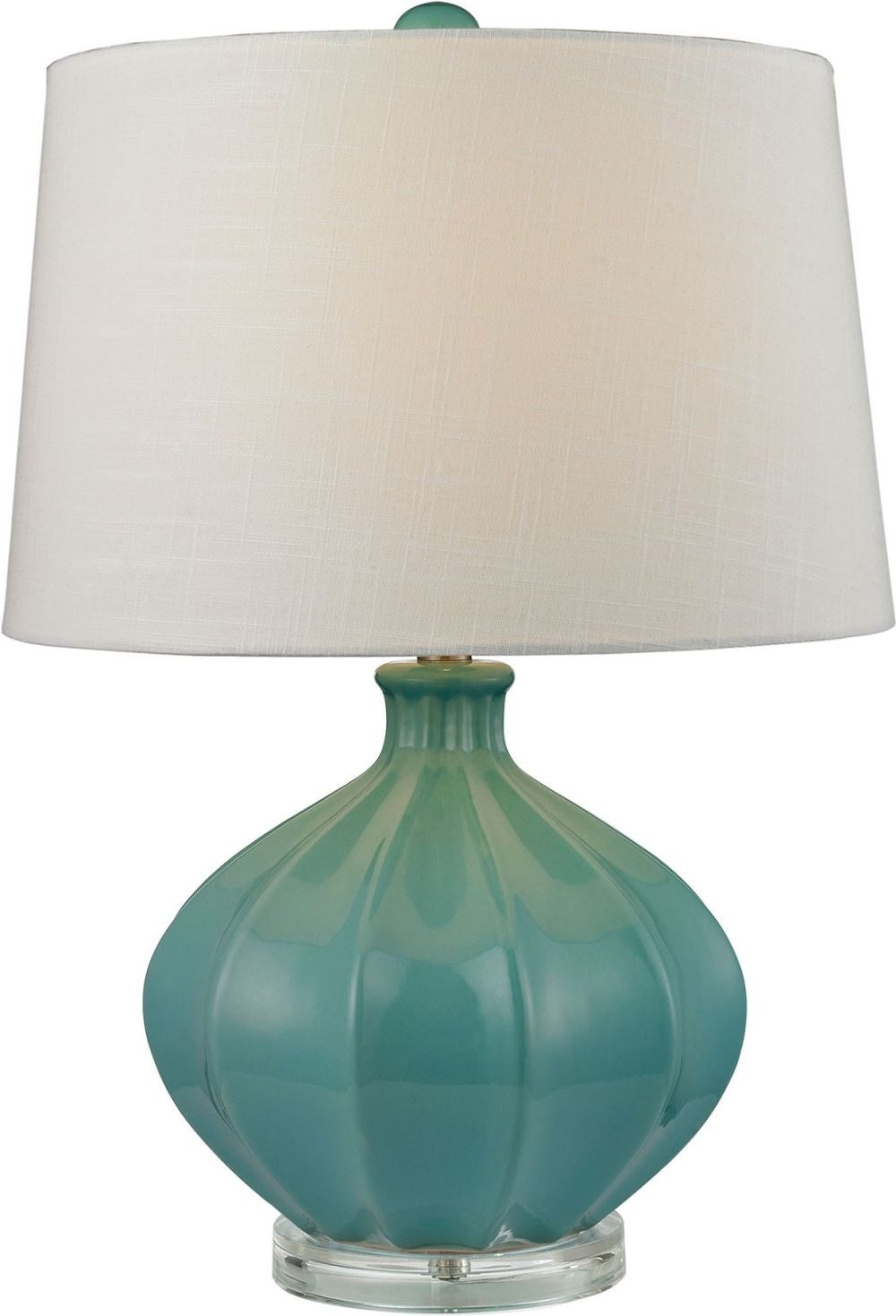 Organic Ceramic Table Lamp In Seafoam Glaze