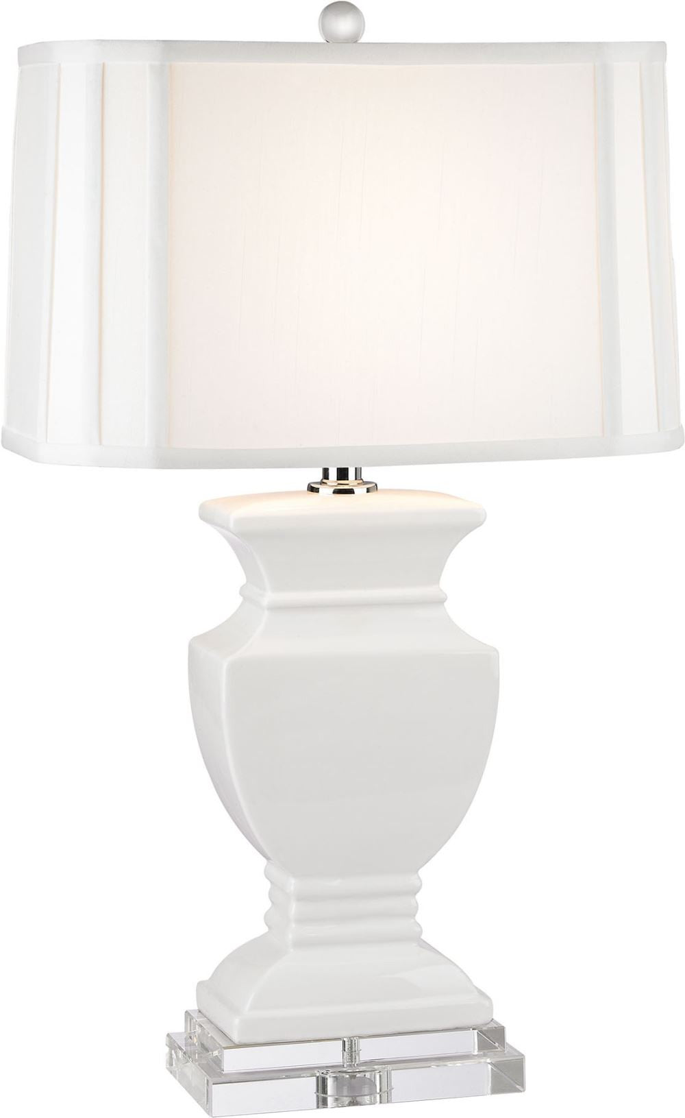 Ceramic Table Lamp In Gloss White and Crystal