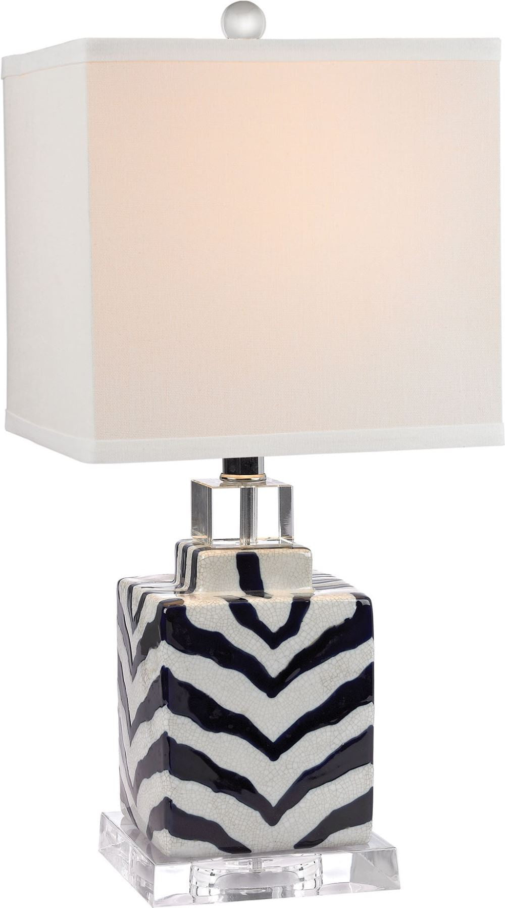 Animal Print Table Lamp In Navy and White Ceramic