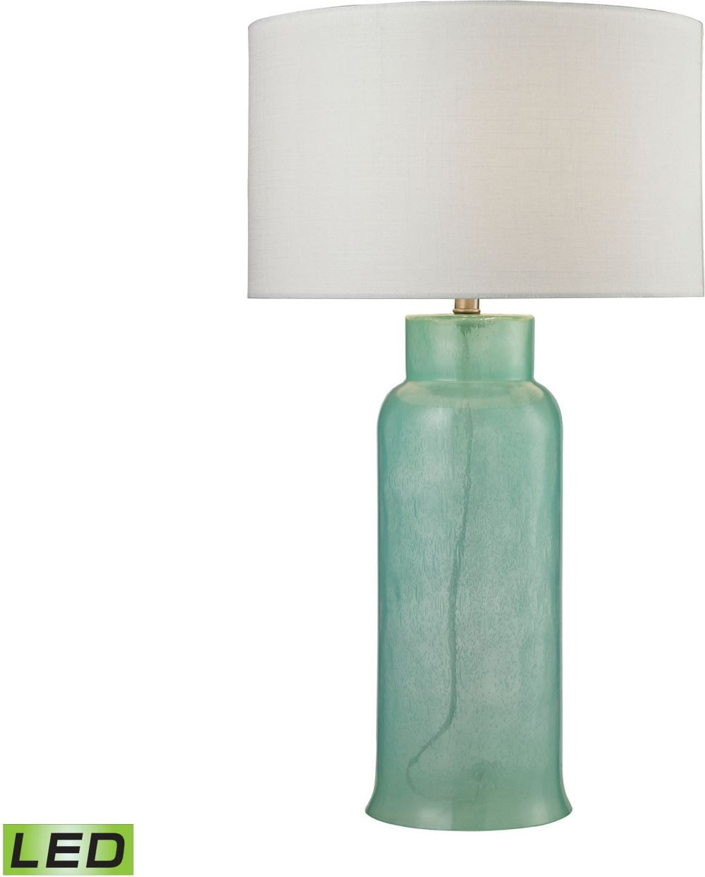 Glass Bottle Led Table Lamp In Seafoam Green