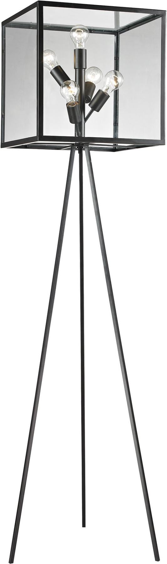 Workshop Glass Cube Floor Lamp In Aged Bronze