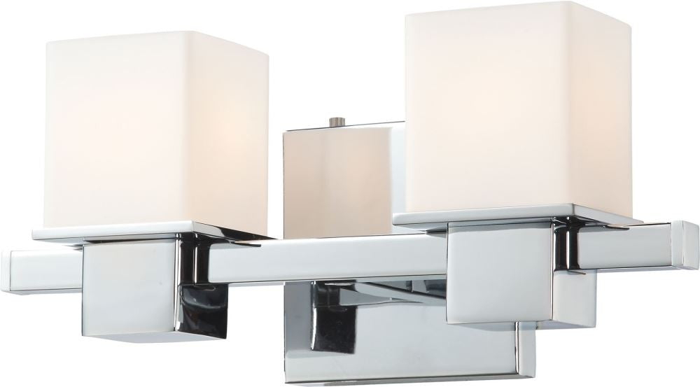 Lexington 2 Light Vanity In Chrome and White Opal Glass