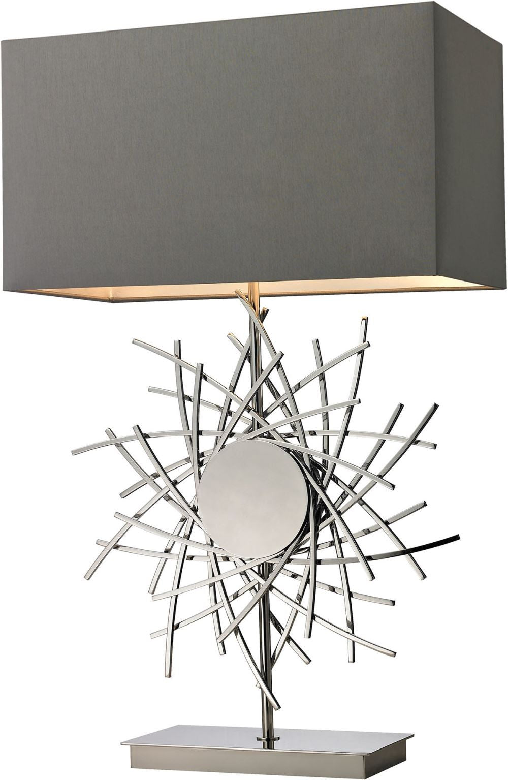 Cesano Abstract Formed Metalwork Table Lamp In Polished Nickel
