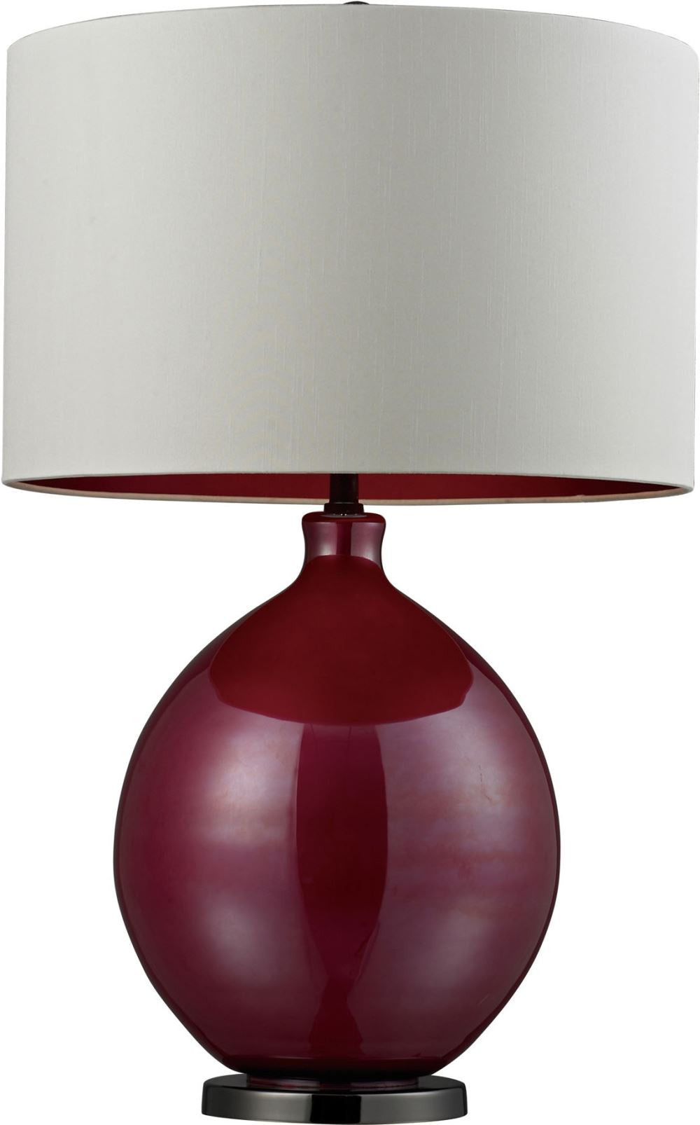 Blown Glass Table Lamp In Cerise Pink and Black Nickel