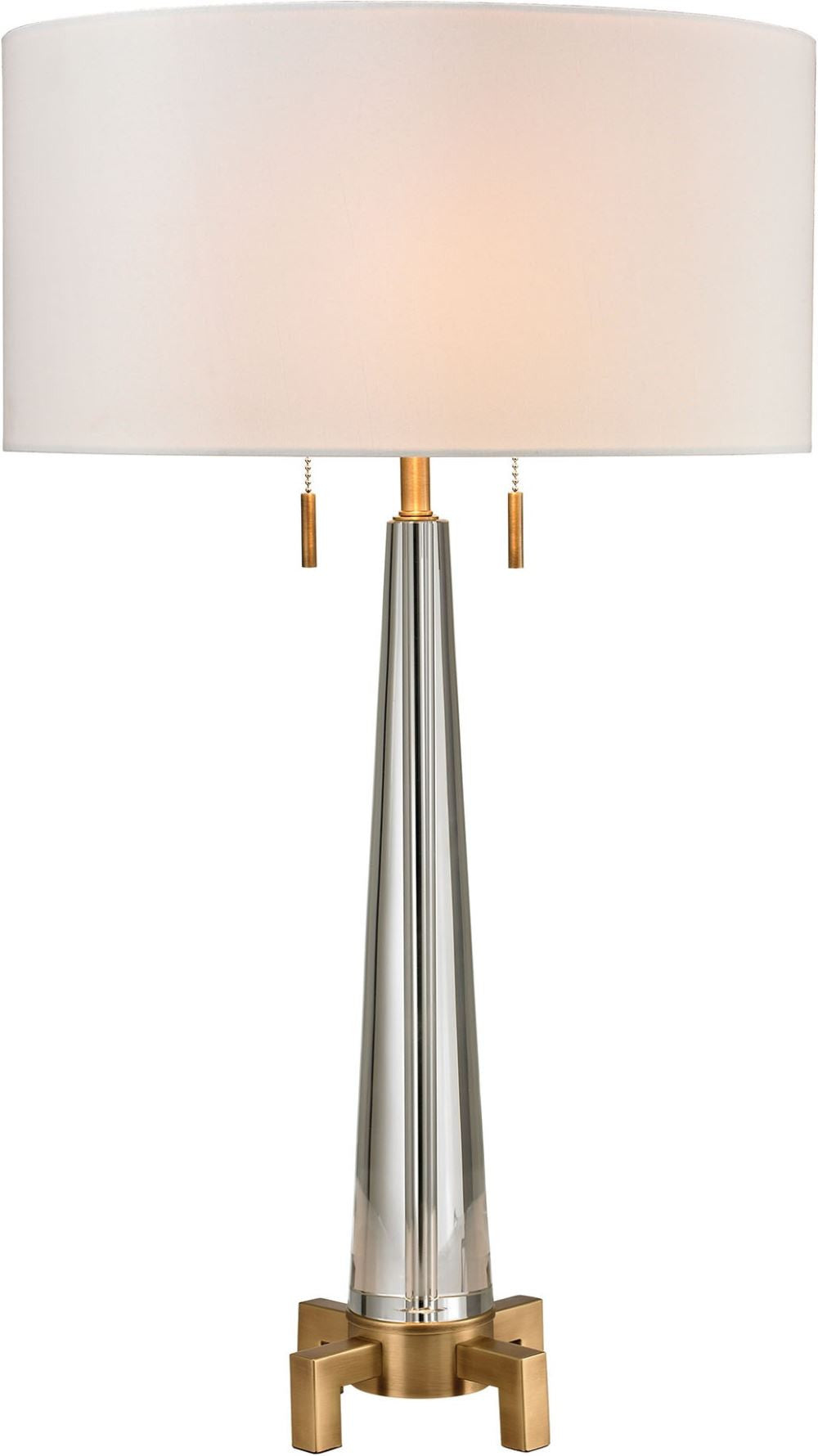Bedford Solid Crystal Table Lamp In Aged Brass