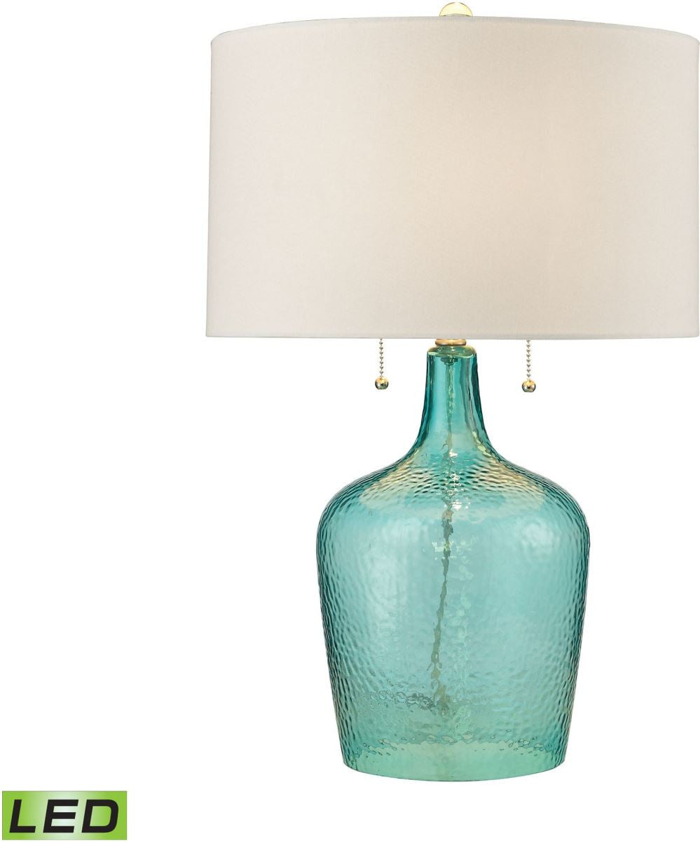 Hatteras Hammered Glass Led Table Lamp In Seabreeze