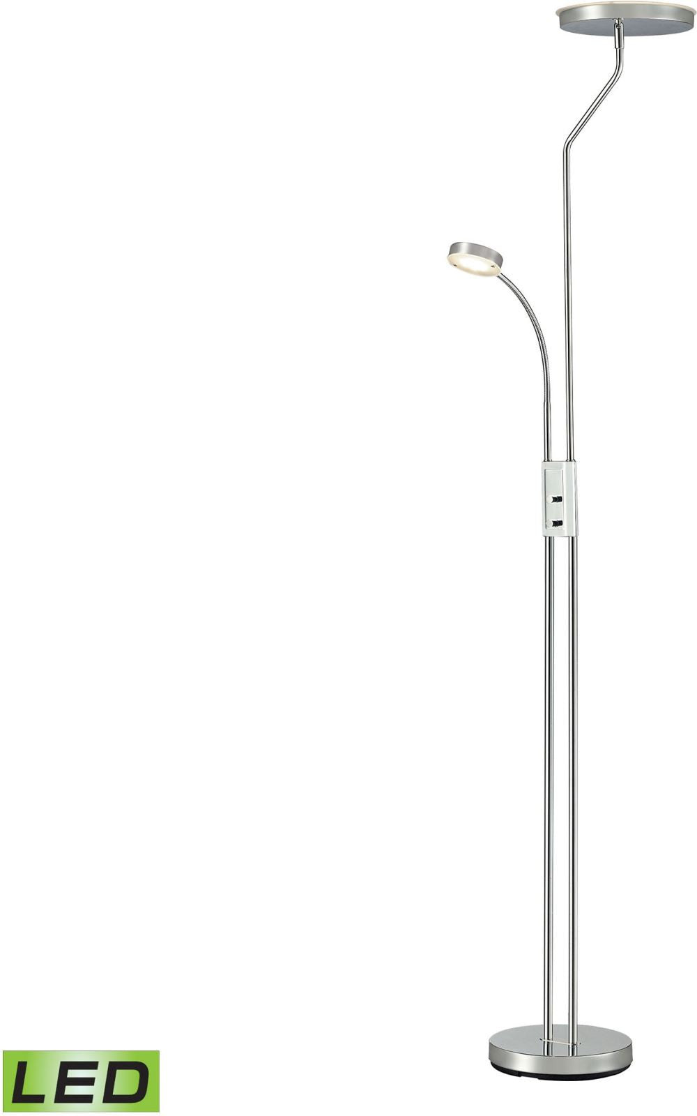 Malone Floor Lamp In Polished Chrome and Frosted Glass