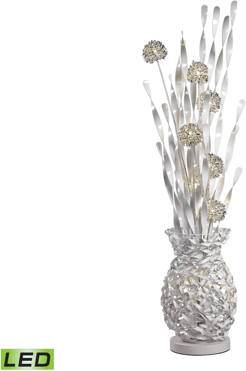 Calico Contemporary Floral Display Floor Lamp In Silver Finish