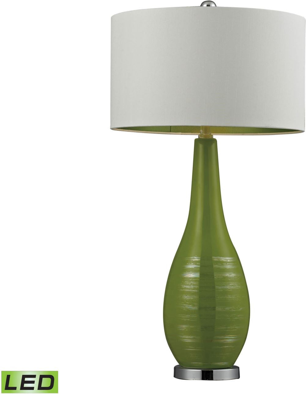 Etched Ceramic Led Table Lamp In Bright Green