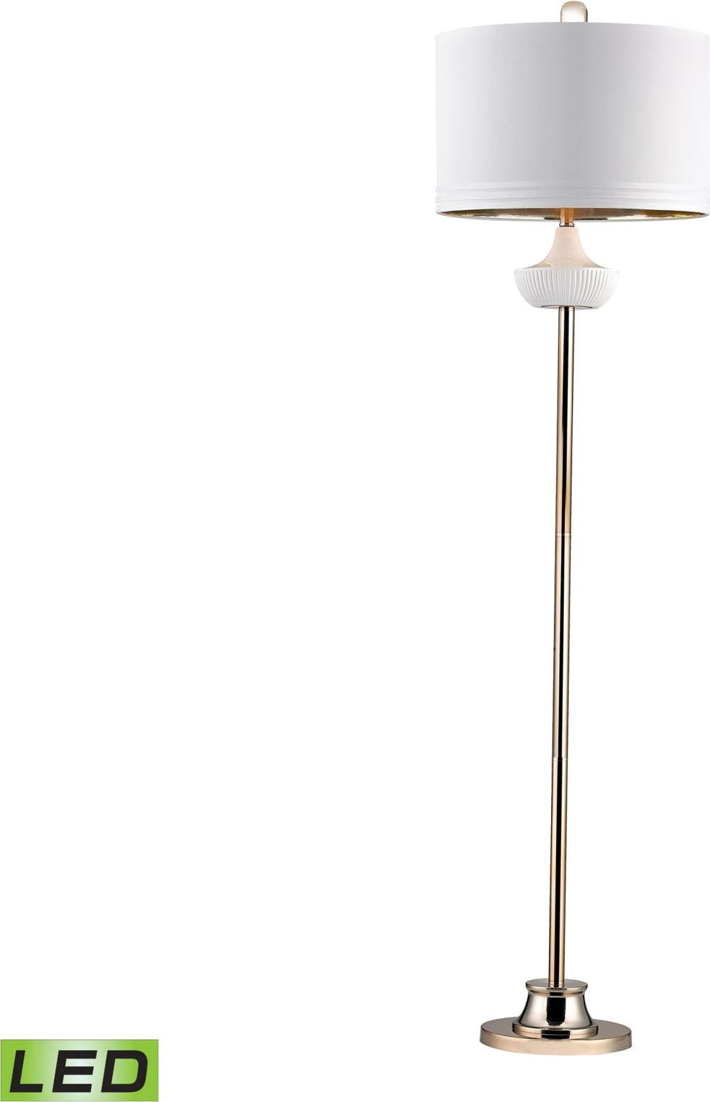 White Ribbed Cube Led Floor Lamp