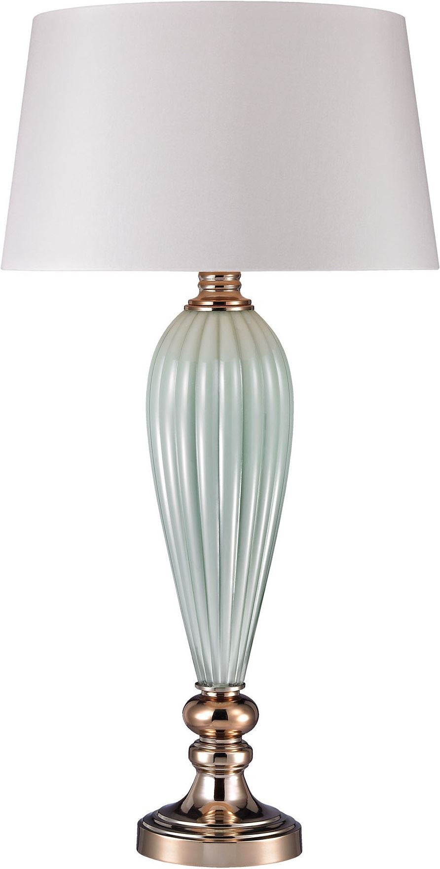 Mint Ribbed Lamp With Gold Accents