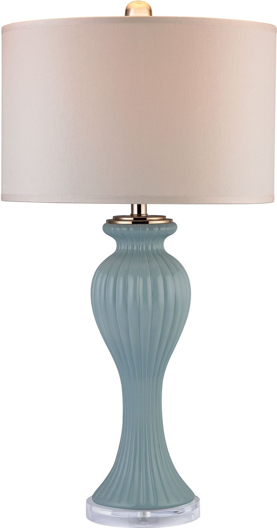 Mint Ribbed Tulip Table Lamp