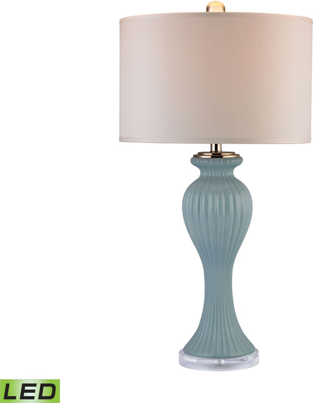 Mint Ribbed Tulip Led Table Lamp