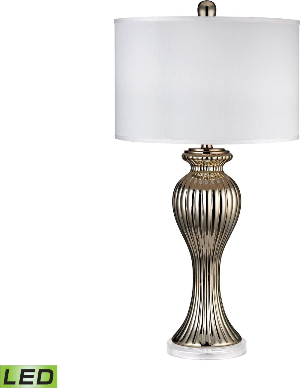 Gold Ribbed Tulip Led Table Lamp