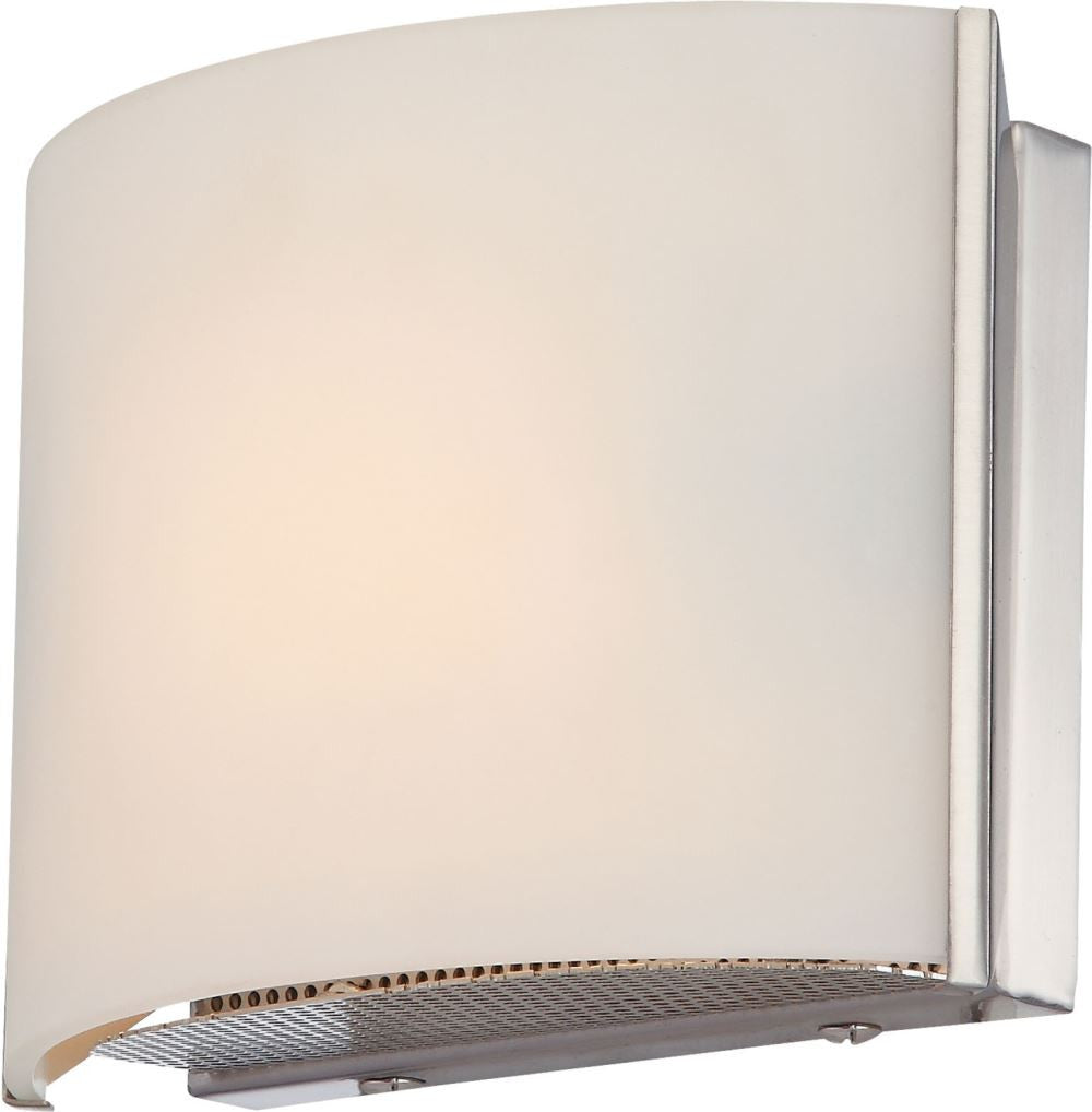 Pannelli Led 1 Light Vanity In Satin Nickel and Hand Moulded Opal White Glass