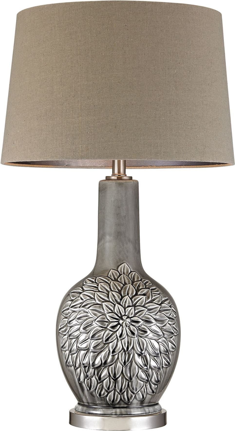 Grey Glazed Floral Ceramic Lamp