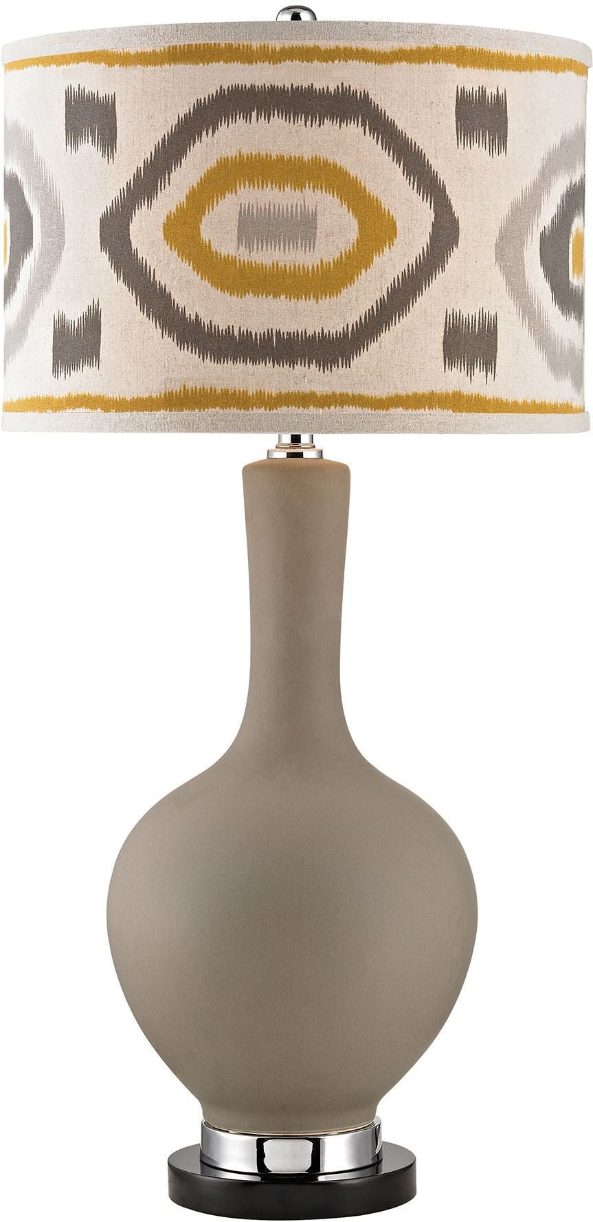 Matte Grey Lamp With Patterned Shade