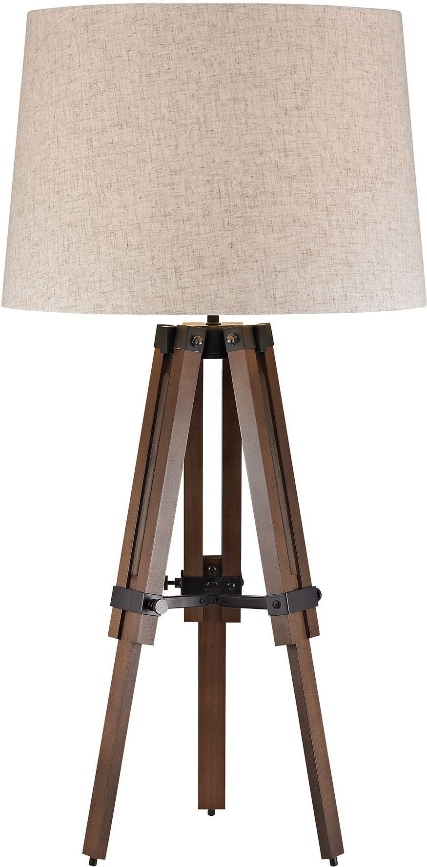 Wooden Brace Tripod Lamp