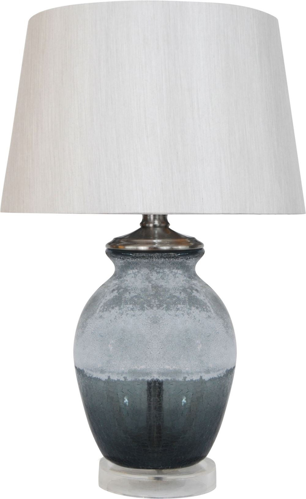 Smoked and Frosted Glass Table Lamp In Grey With Grey Shade