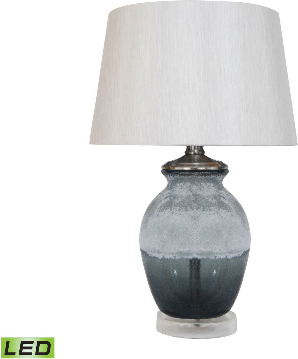 Smoked and Frosted Glass Led Table Lamp In Grey With Grey Shade
