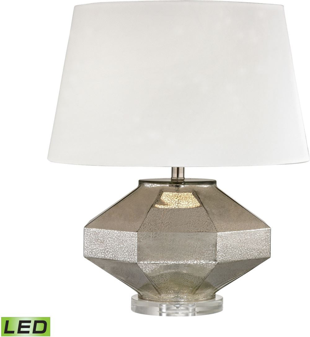 Angular Blown Glass Led Table Lamp In Silver