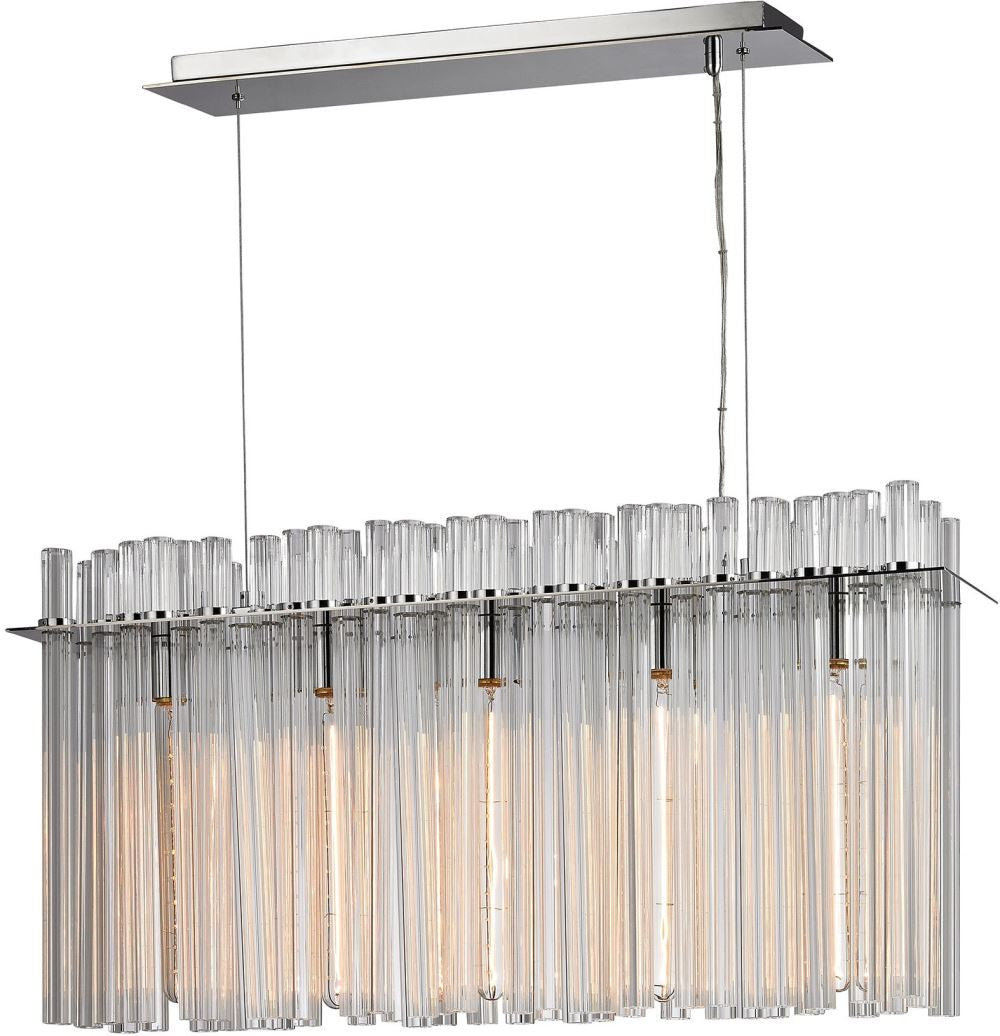 Fringe 5 Light Chandelier In Polished Stainless Steel