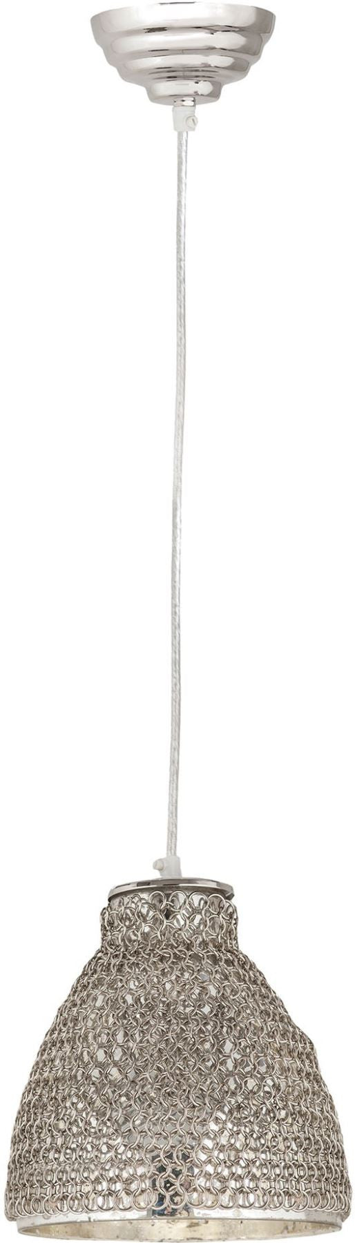 Maille 1 Light Glass and Iron Pendant In Silver