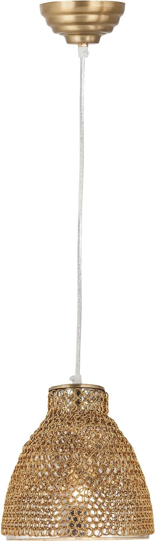 Maille 1 Light Glass and Iron Pendant In Gold