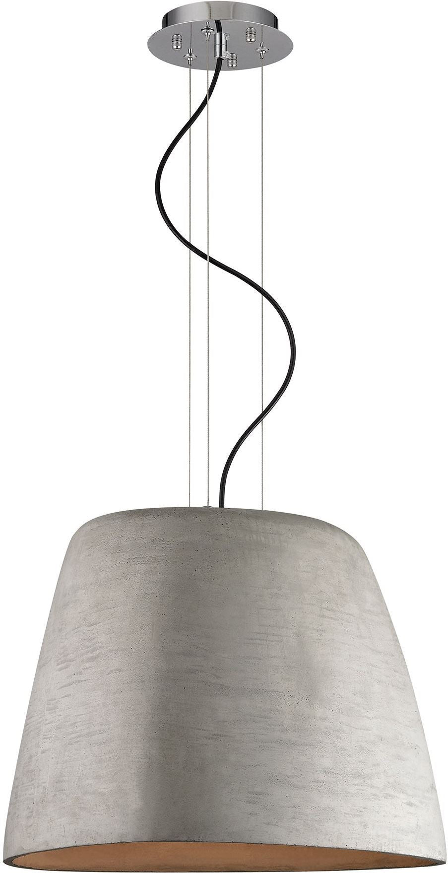 Triangle 1 Light Pendant In Concrete and Chrome