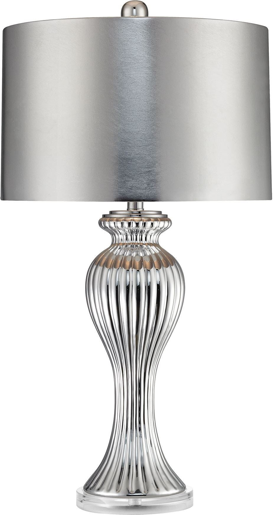 Ribbed Tulip Table Lamp In Silver and Chrome