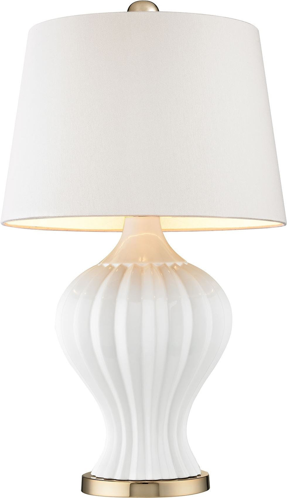 Tess 1 Light Table Lamp In White and Gold