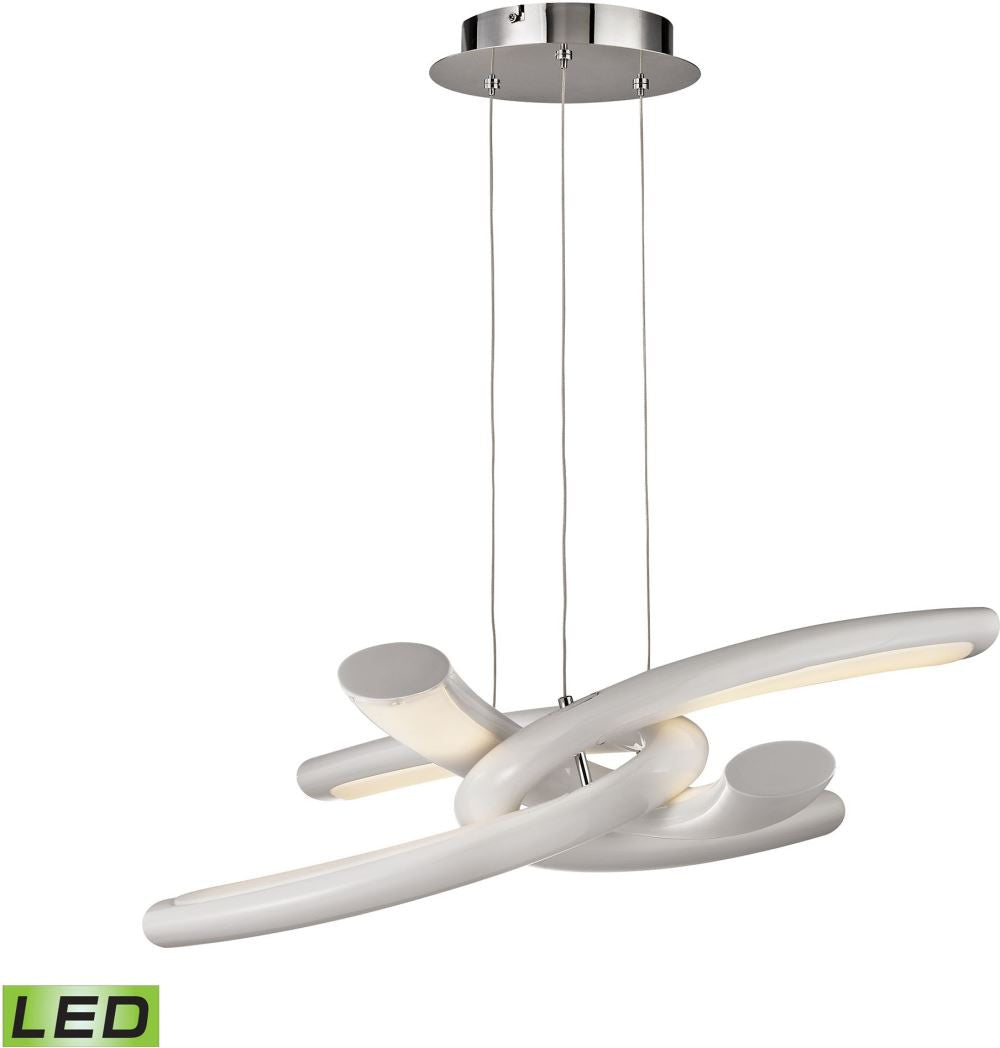 Knot 36 Watt Led Pendant In Chrome With White Lens