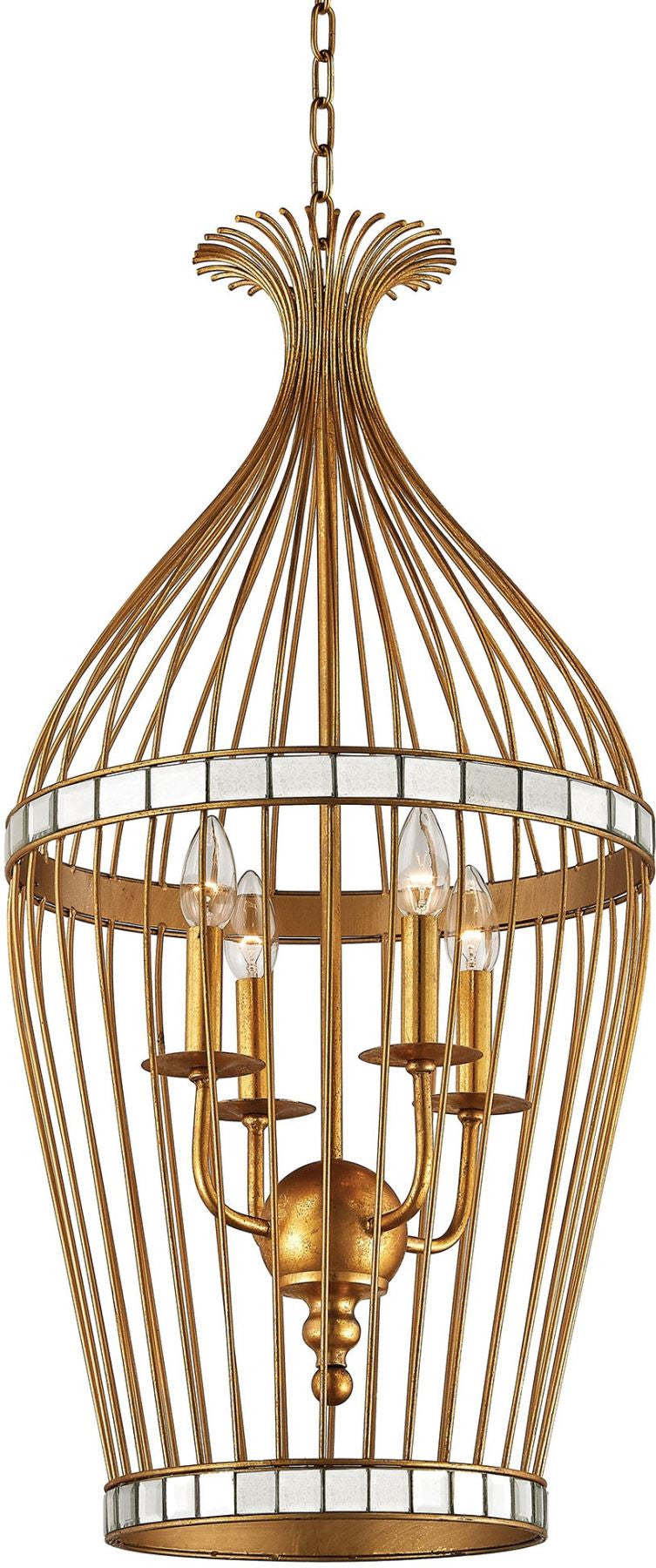 Five Cays Pendant In Gold Leaf and Clear Mirror