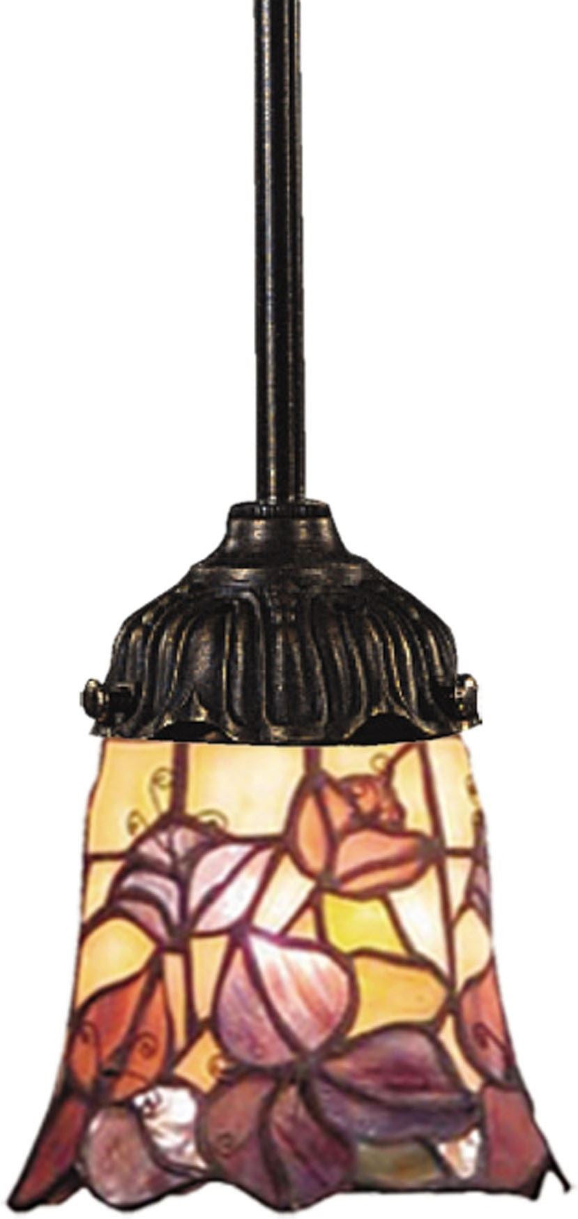 Mix-N-Match 1 Light Pendant In Tiffany Bronze and Multicolor Glass