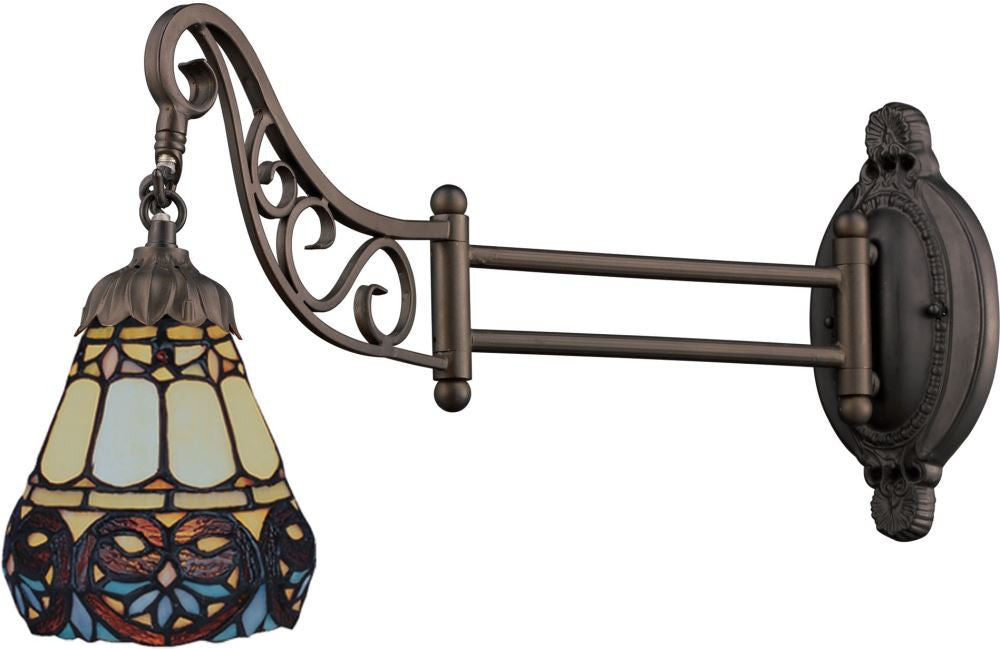 Mix-N-Match 1 Light Swingarm In Tiffany Bronze and Multicolor Glass