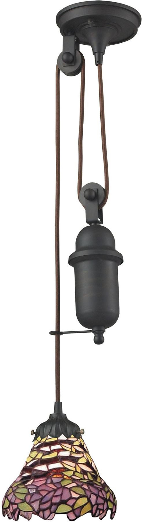 Mix-N-Match 1 Light Pulldown Pendant In Tiffany Bronze