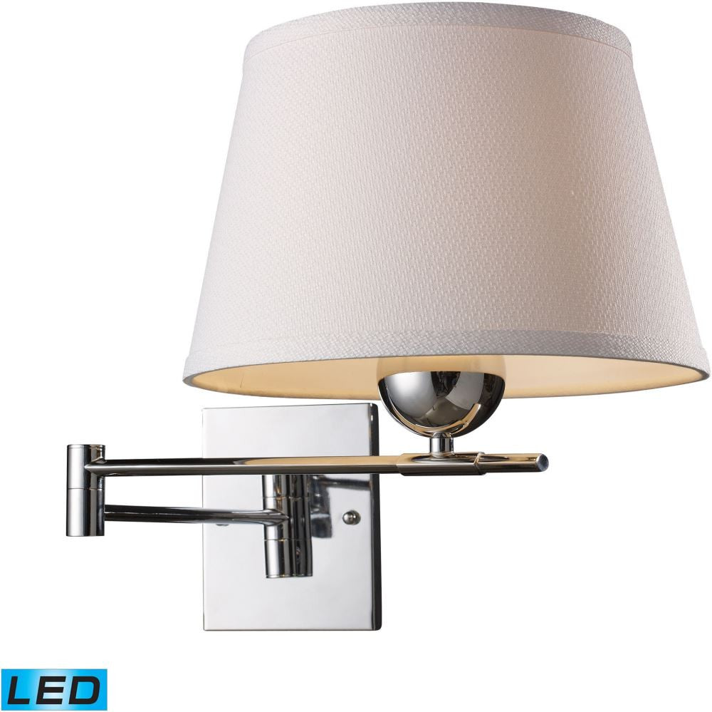 Lanza 1 Light Led Swing Arm Sconce In Polished Chrome With Off-White Shade