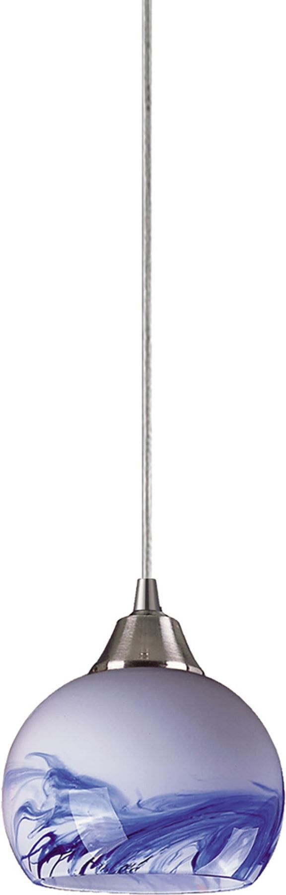 Mela 1 Light Led Pendant In Satin Nickel and Mountain Glass