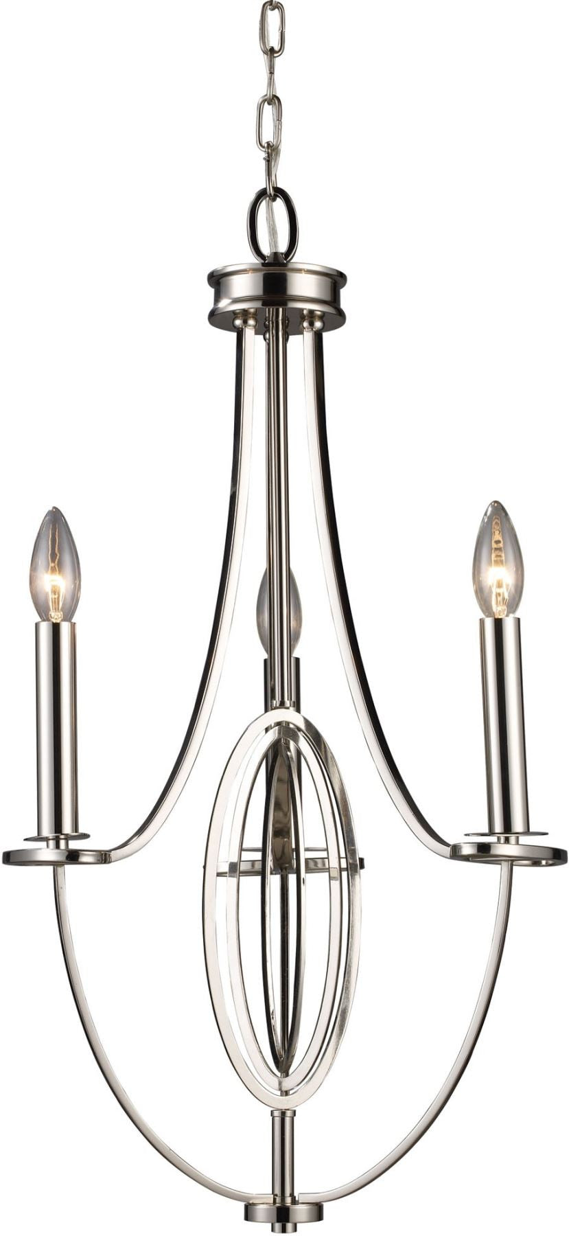 Dione 3 Light Chandelier In Polished Nickel