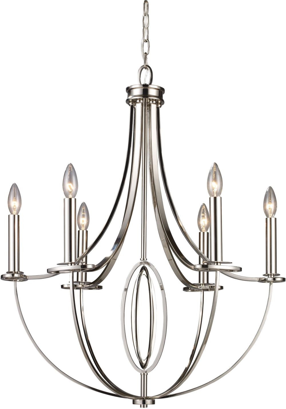 Dione 6 Light Chandelier In Polished Nickel