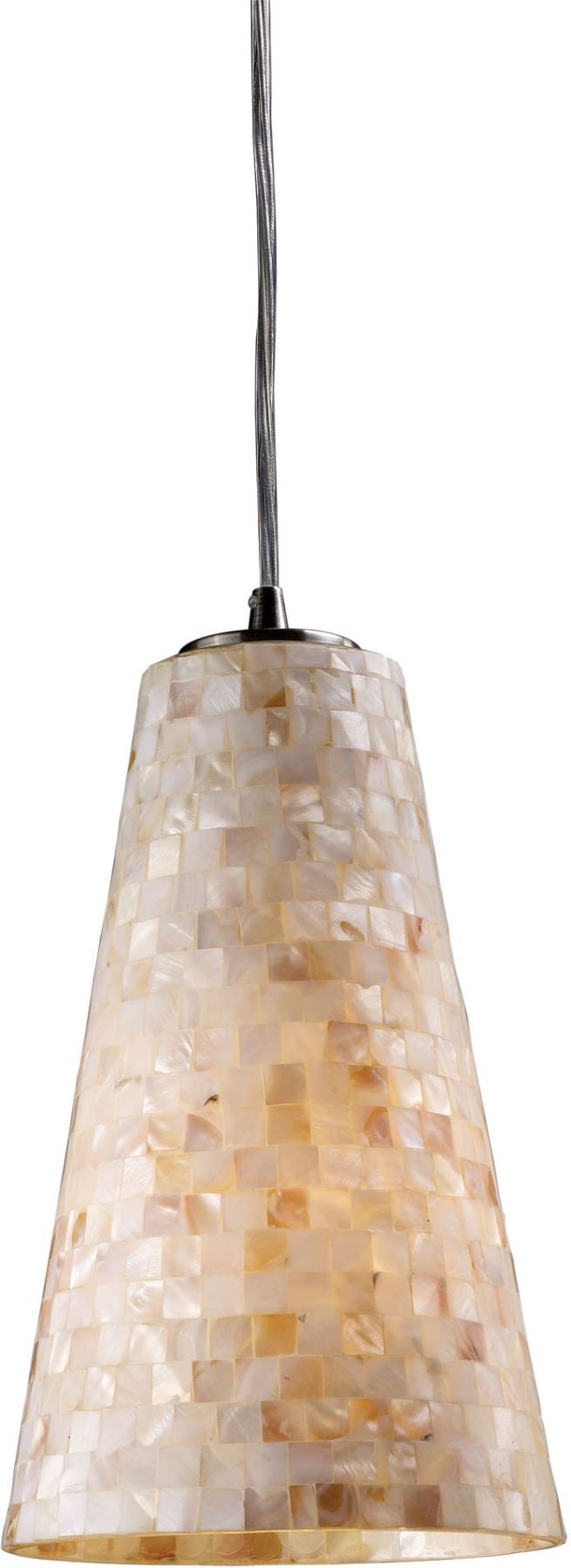 Capri 1 Light Pendant In Satin Nickel and Capiz Shell