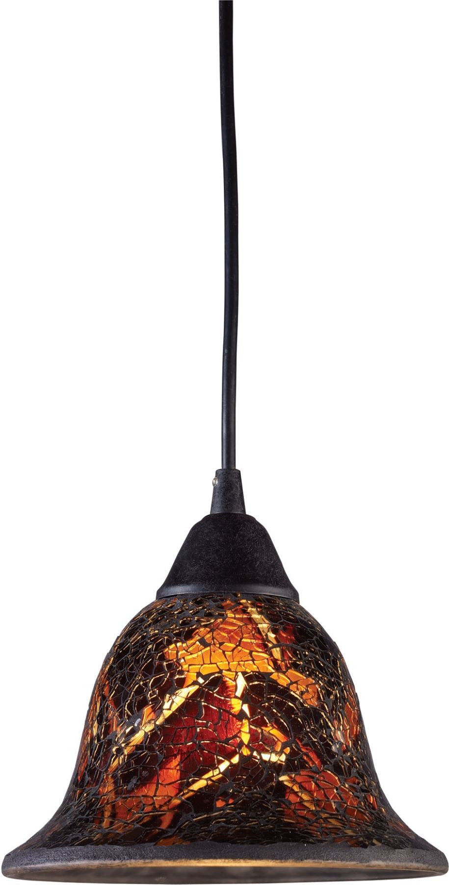 Firestorm 1 Light Pendant In Dark Rust and Firestorm Crackle Glass