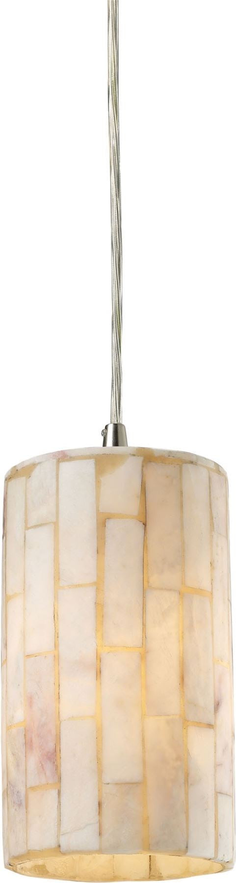 Coletta 1 Light Led Pendant In Satin Nickel and Genuine Stone