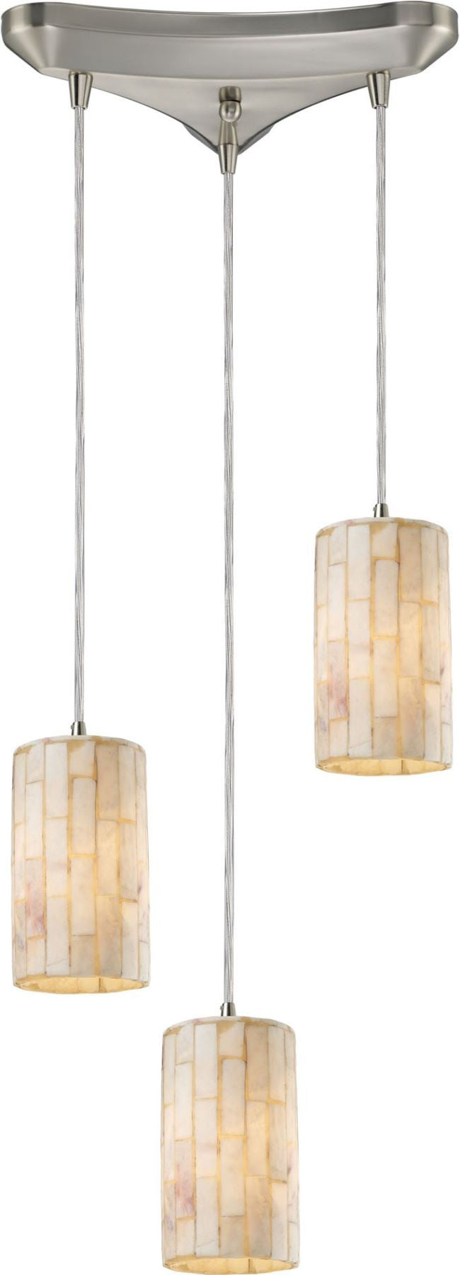 Coletta 3 Light Pendant In Satin Nickel and Genuine Stone