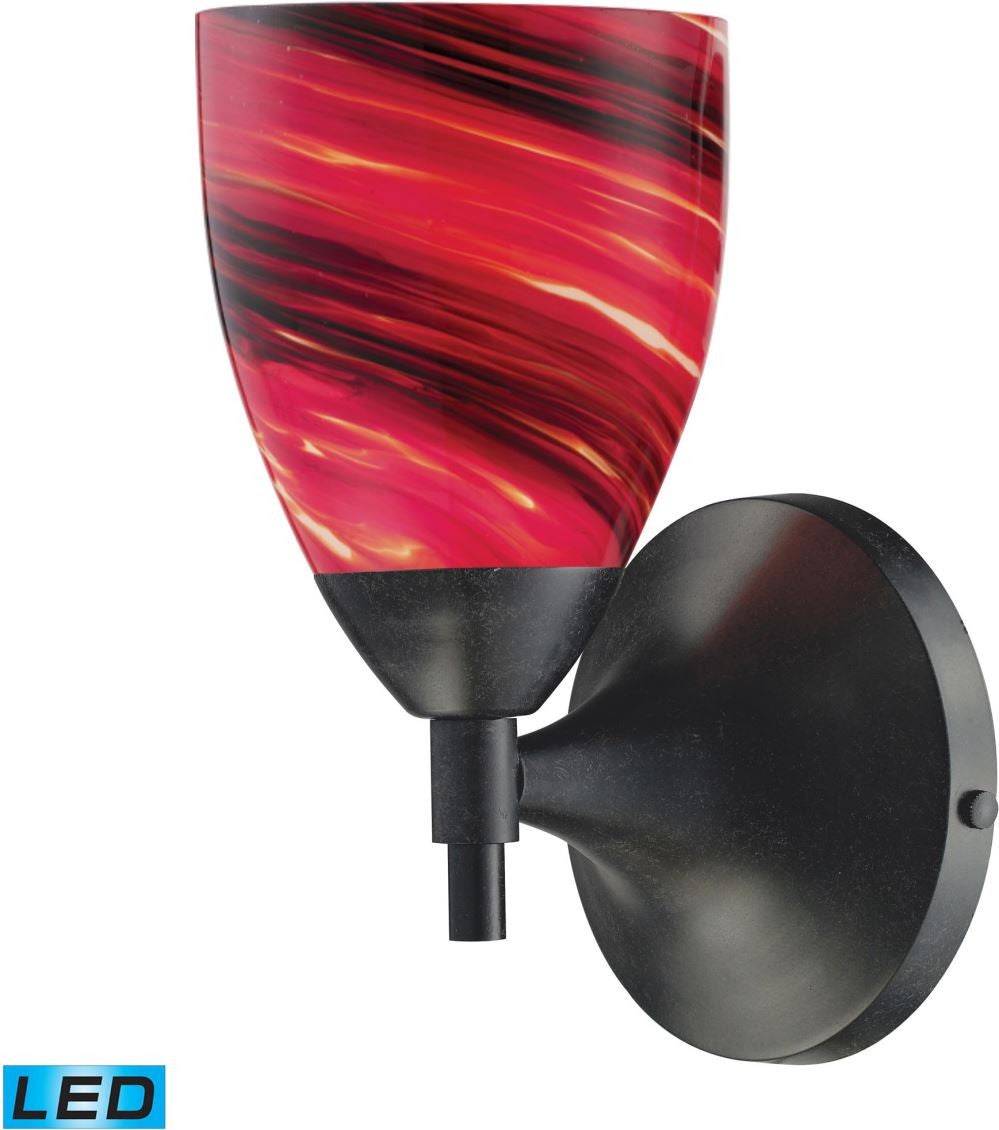 Celina 1 Light Led Sconce In Dark Rust and Autumn Glass